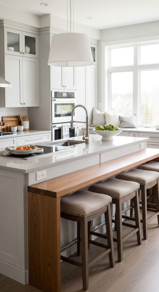 Two-Tier Kitchen Island For Dining And Prep