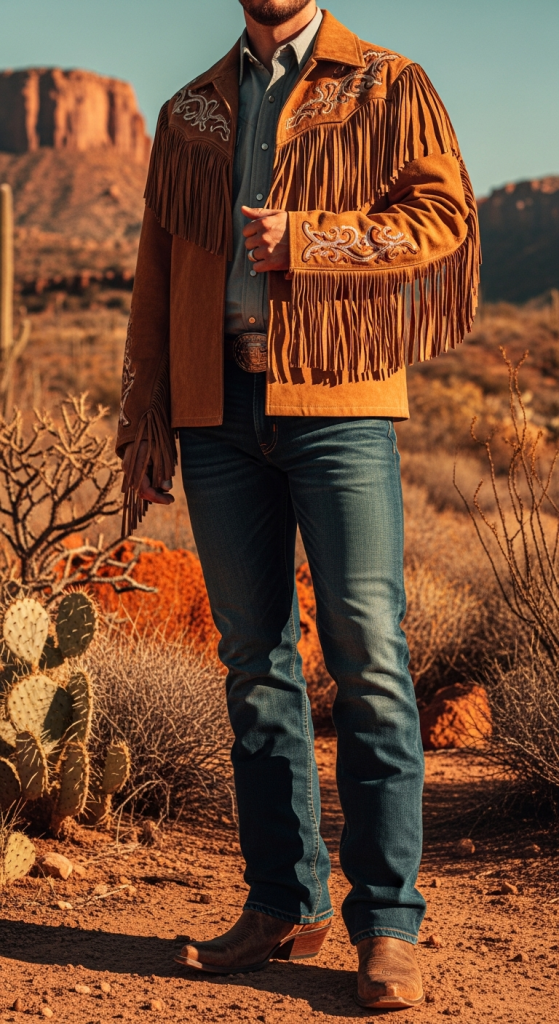 Western Fringe Jacket With Cowboy Boots