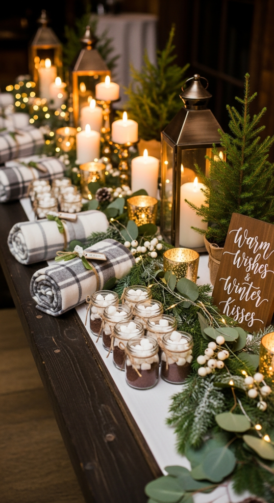 Winter-Inspired Wedding Favors Display