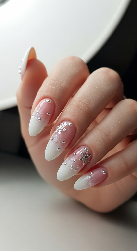 Winter Pink Ombre Nails