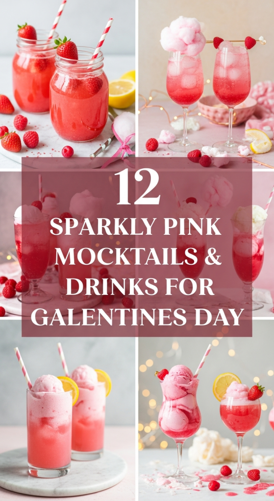 Sparkly Pink Mocktails and Drinks for Galentines Day