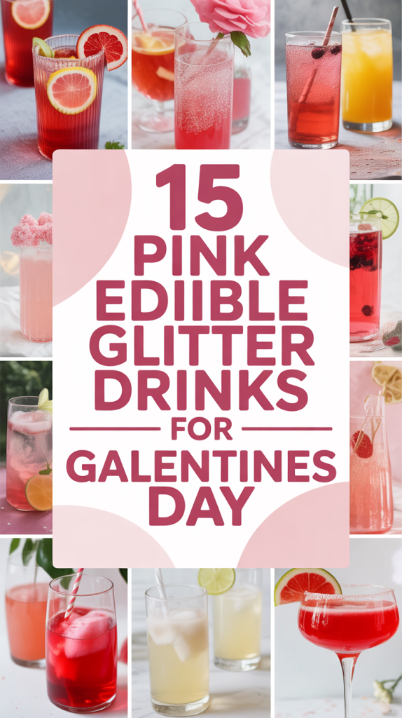 Pink Edible Glitter Drinks for Galentines Day