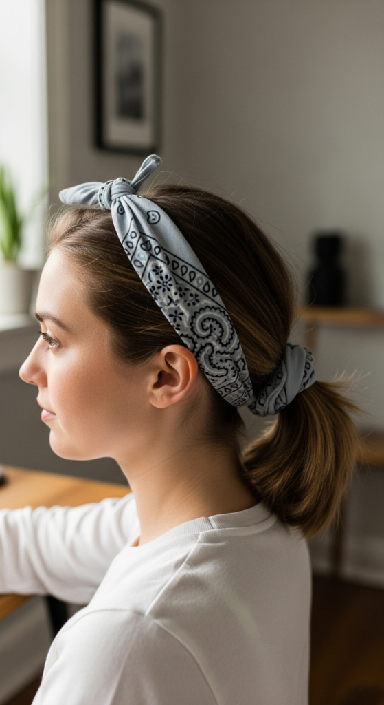 Bandana With A Low Ponytail