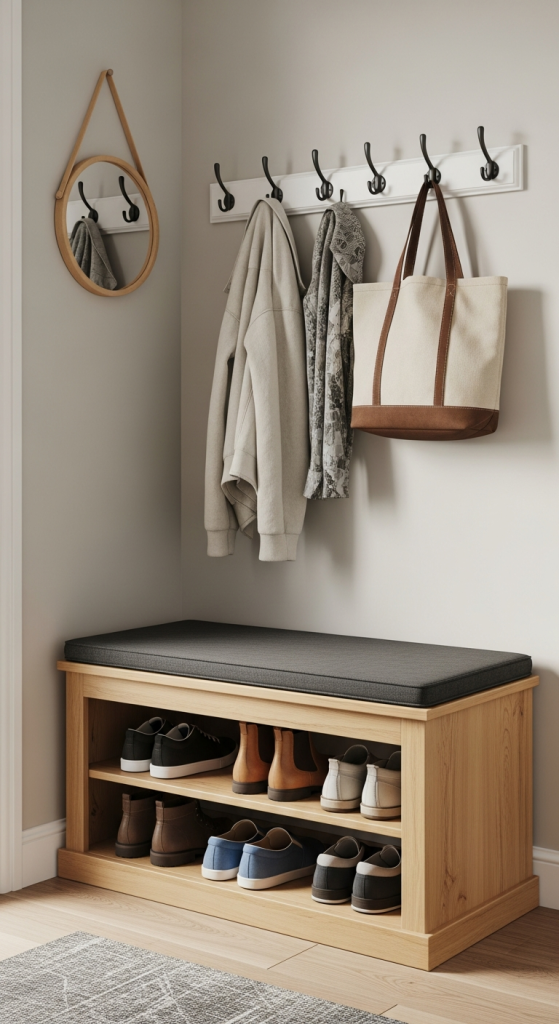 Bench With Open Shoe Rack