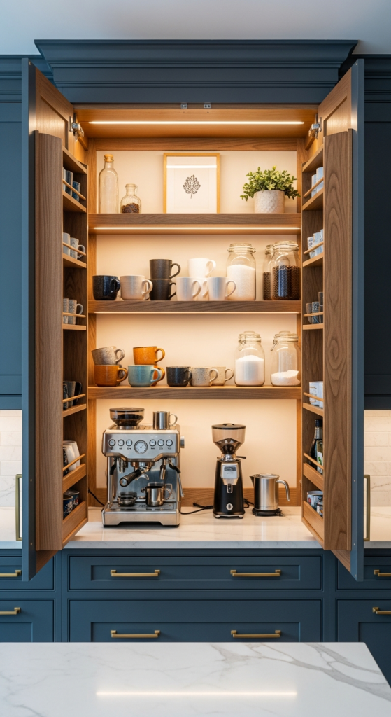 Built-In Coffee Nook With Doors