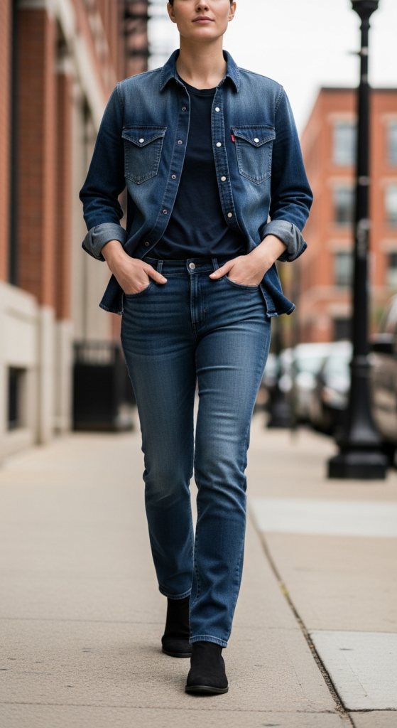 Casual Navy Denim Look