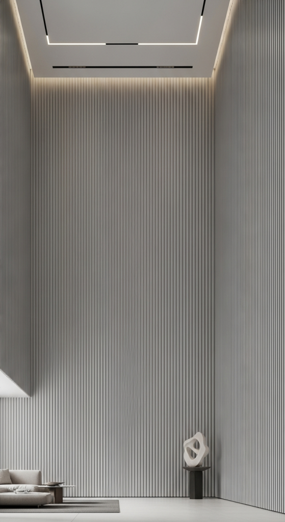 Ceiling-To-Floor Fluted Wall Design