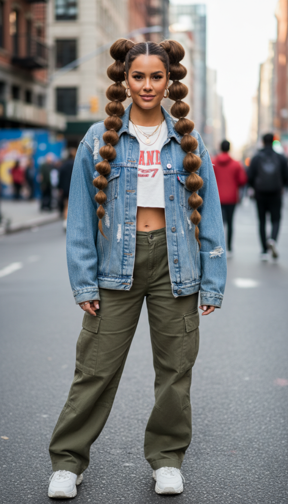 Classic High Bubble Braid Pigtails