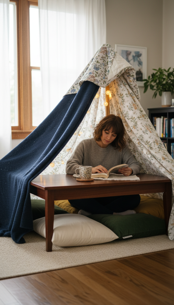 Coffee Table Pillow Fort Hideaway