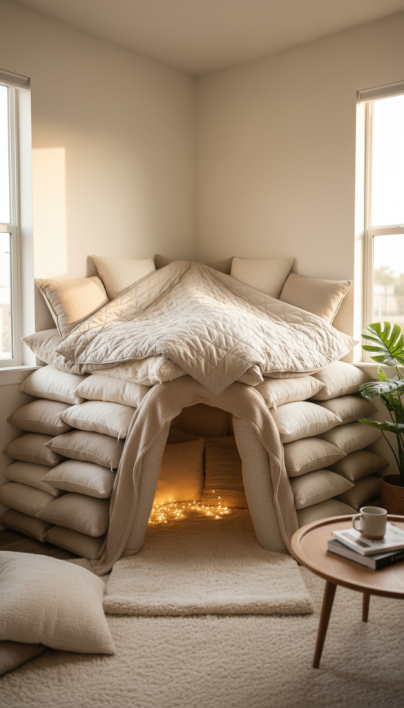 Corner Living Room Pillow Fort