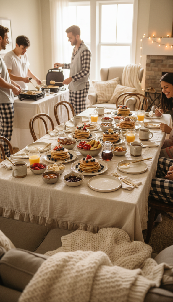 Cozy Pajama Pancake Bar Setup