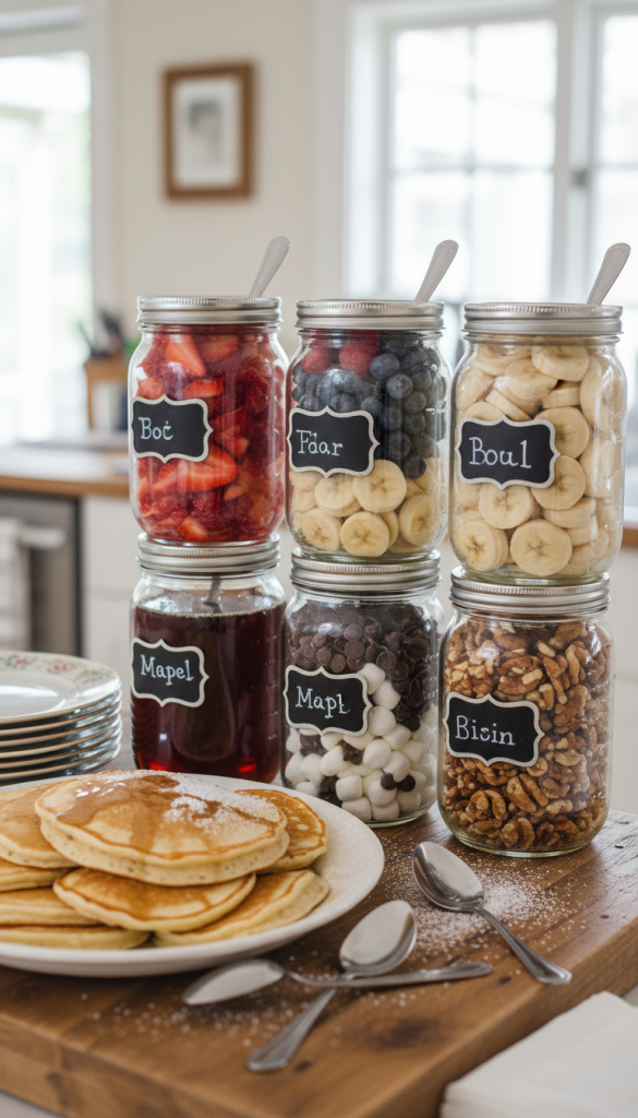 DIY Topping Jar Pancake Bar