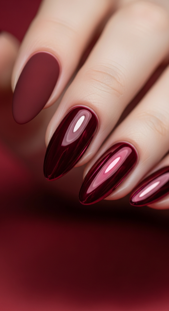 Deep Red Monochrome Nails