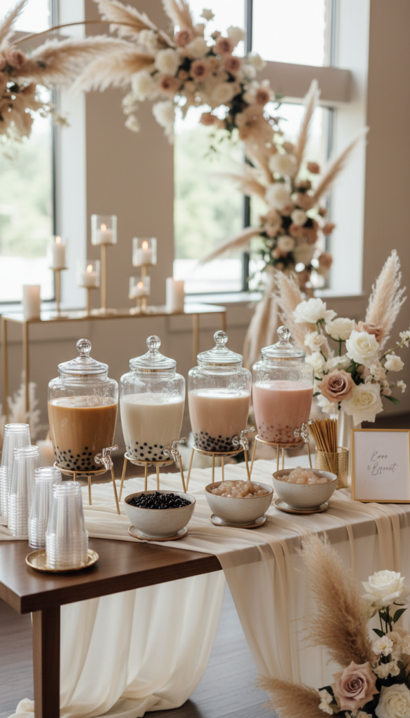 Elegant Neutral-Toned Boba Tea Bar