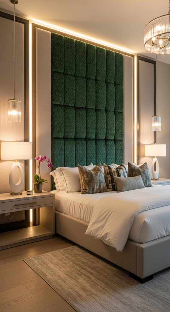 Floor-To-Ceiling Upholstered Headboard