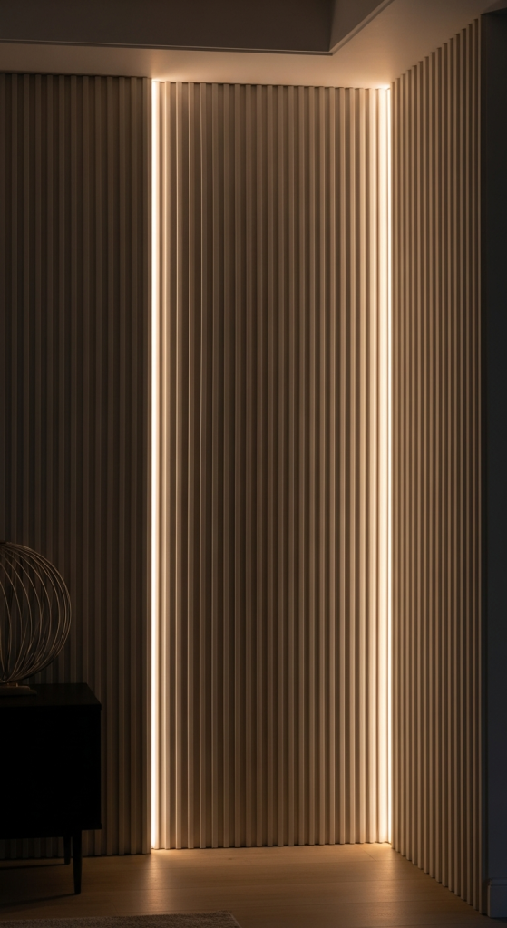 Fluted Wall Panels With LED Backlighting