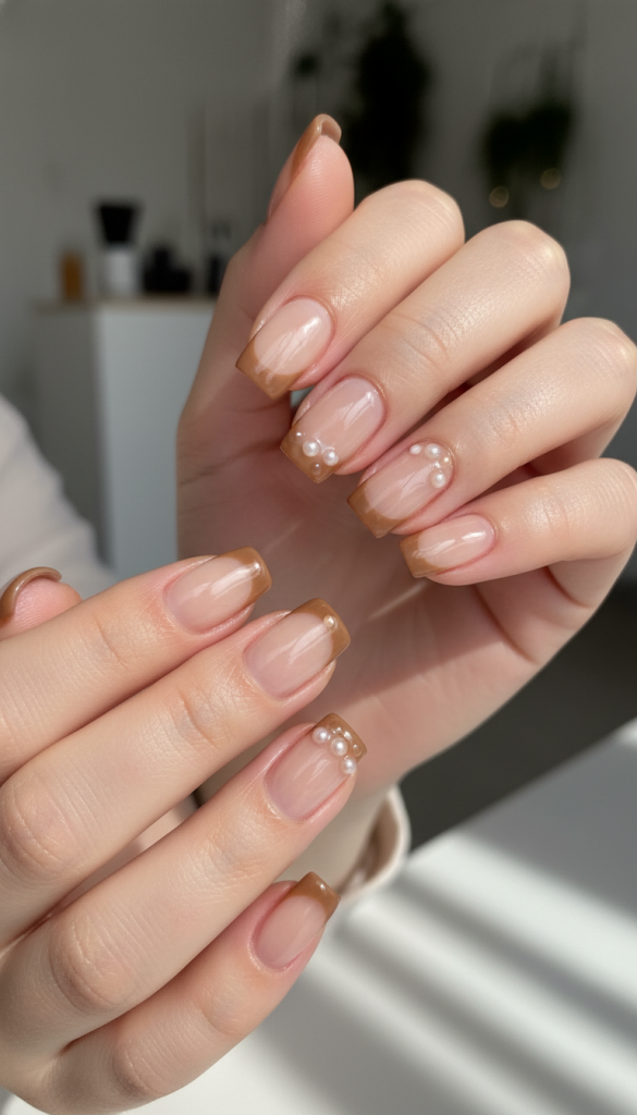 French Tip Boba Nails