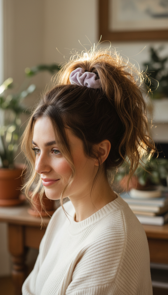 High Ponytail with Oversized Scrunchie