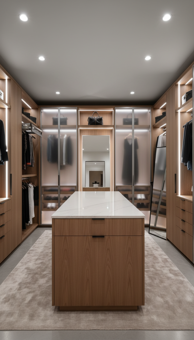 Walk-In Closet Island Storage Ideas