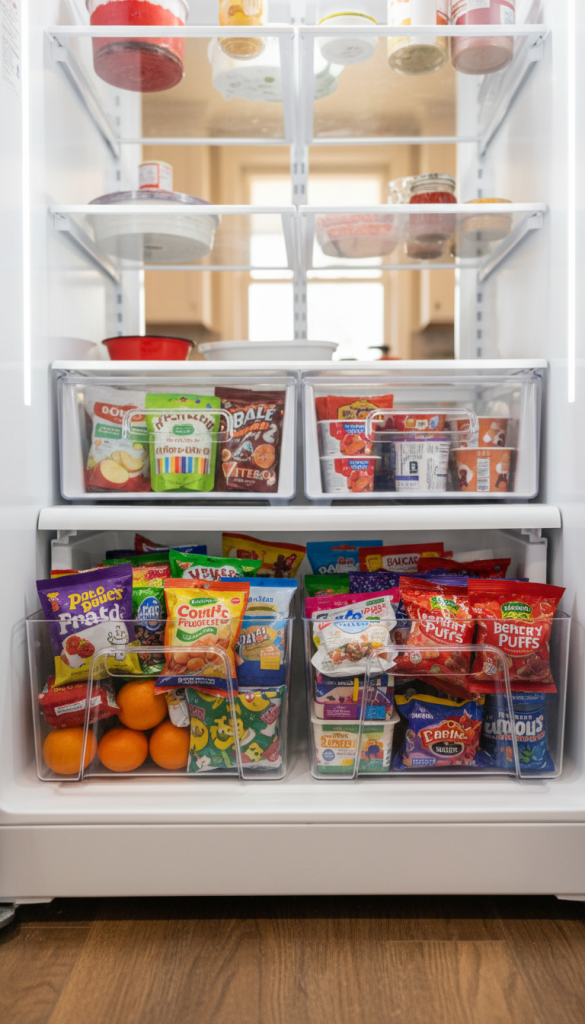 Kid-Friendly Lower Shelf Bin
