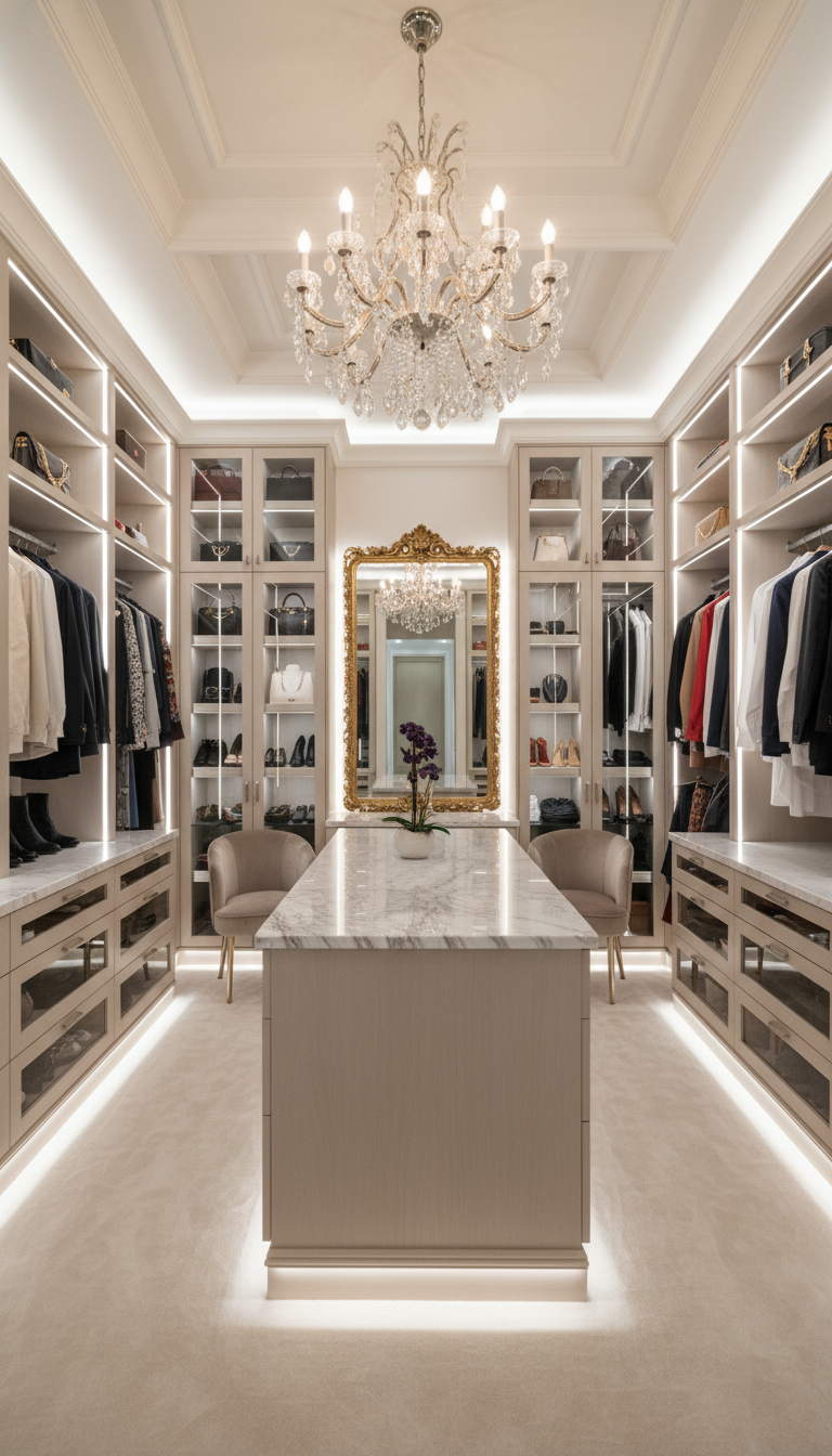 Walk-In Closet Island Storage Ideas