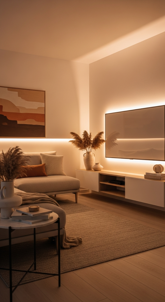 LED Strip Lighting Behind Furniture