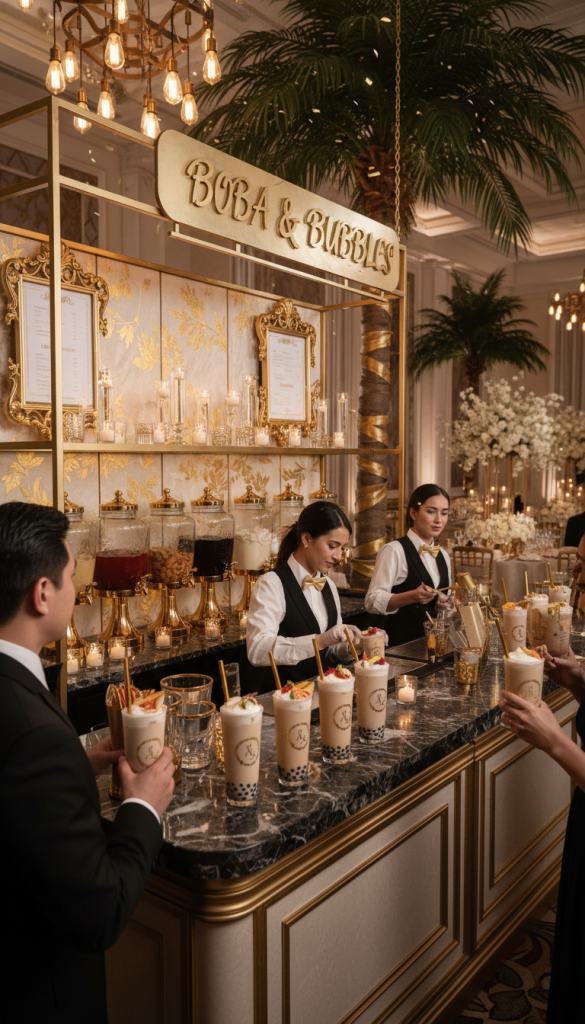 Luxury Gold-Accented Boba Tea Bar