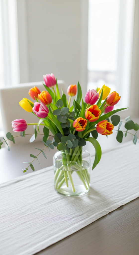 Minimalist Tulip Centerpiece With Greenery