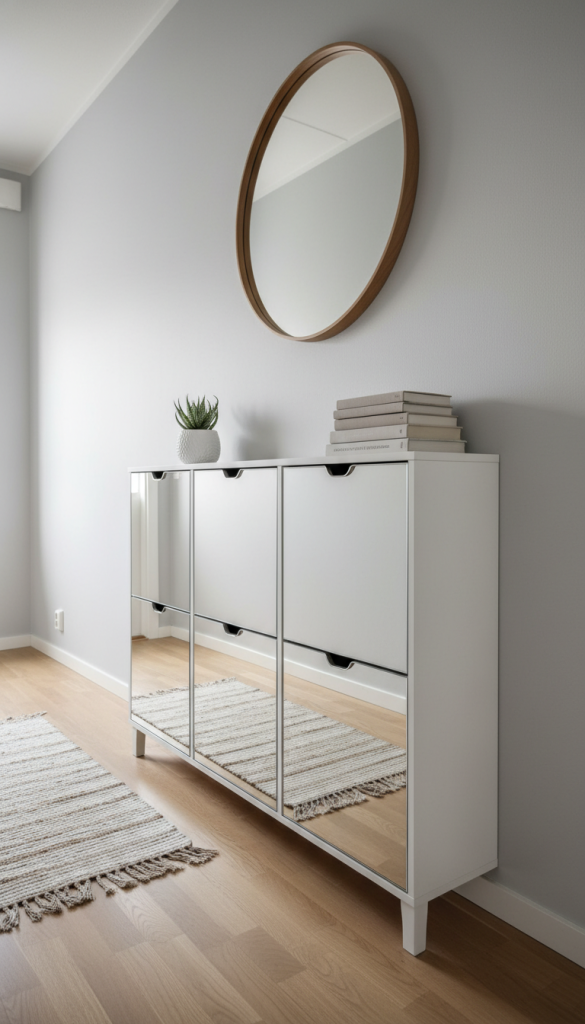 Mirror-Front Hemnes Shoe Cabinet