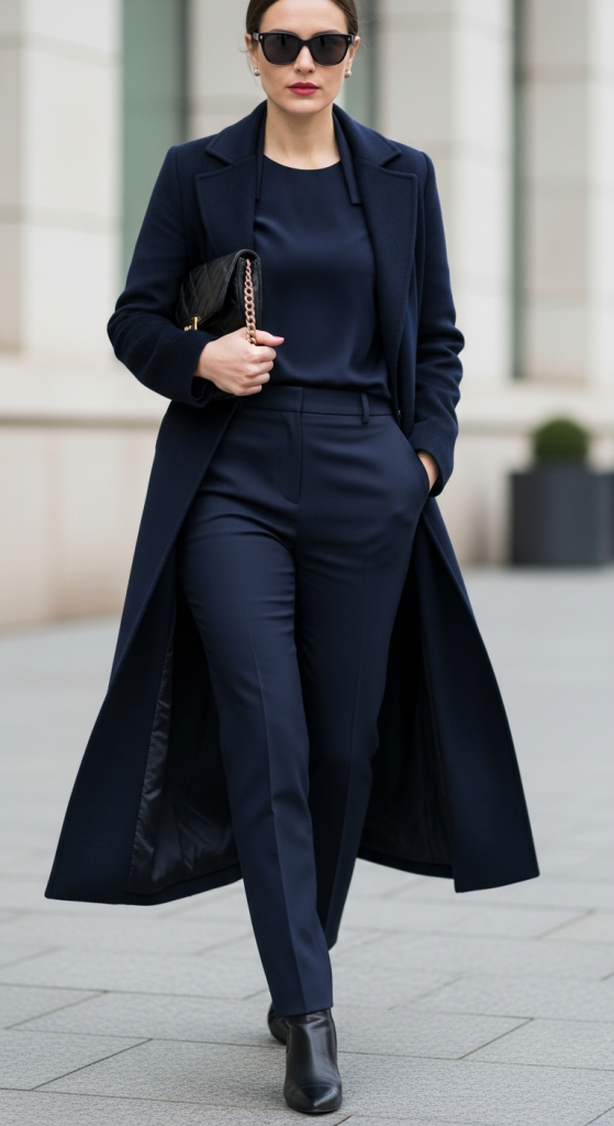 Navy Coat Over All-Navy Base
