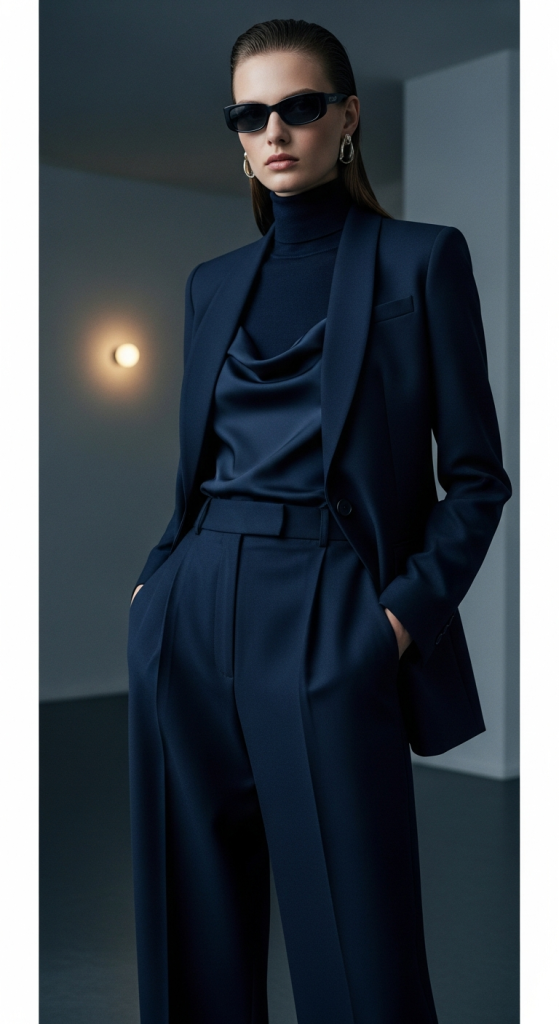 Navy Suit With Soft Textures