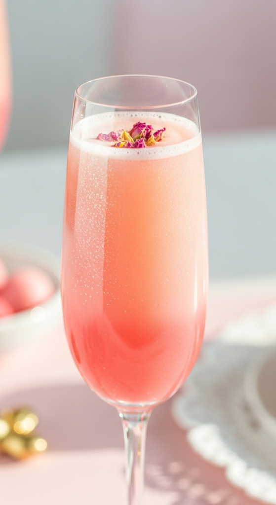 Peach Pink Bellini Mocktail