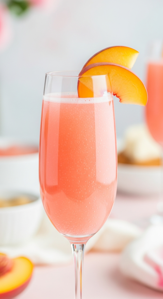Pink Peach Bellini Mocktail