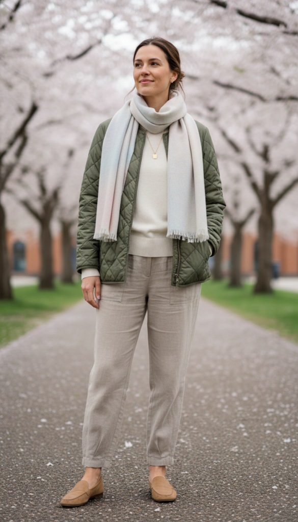 Quilted Jacket with Knitwear Layer