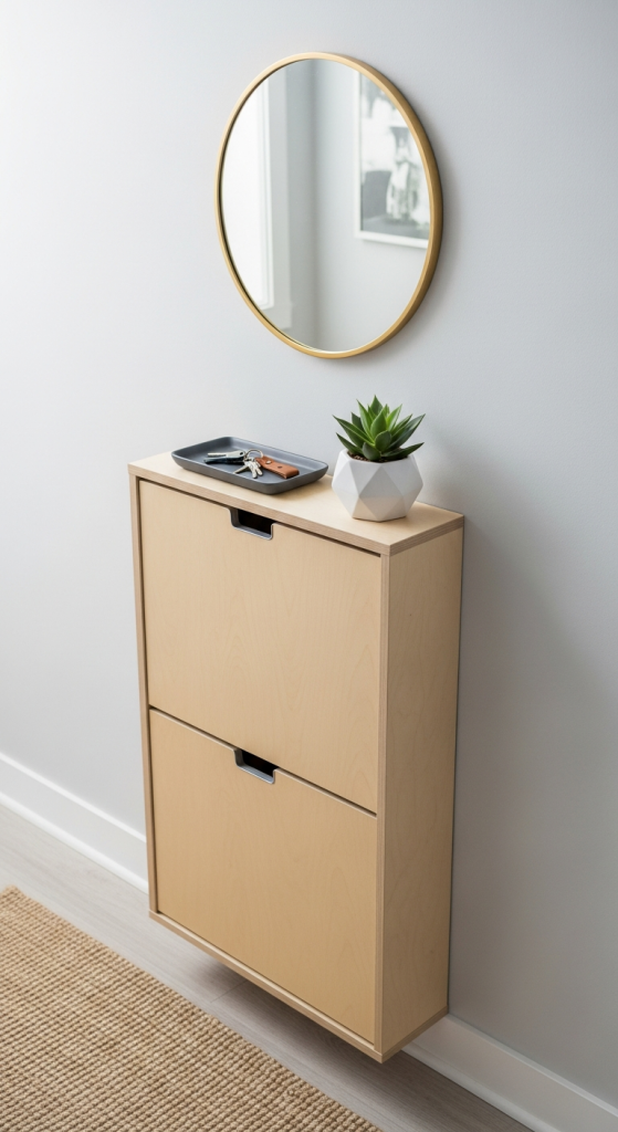 Slim Shoe Cabinet With Surface Space