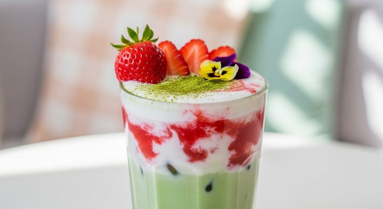 Strawberry Matcha Latte Aesthetic Drink Ideas