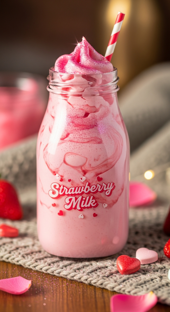 Strawberry Milk Glitter Drink