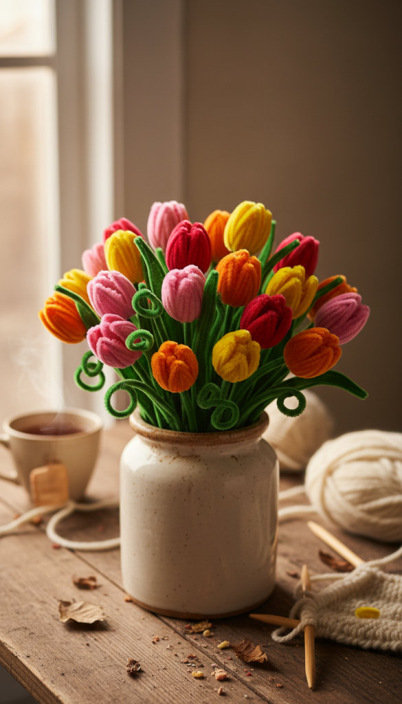 Tulip Bouquet in a Decorative Jar