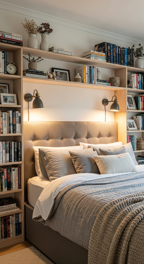 Upholstered Headboard With Shelves