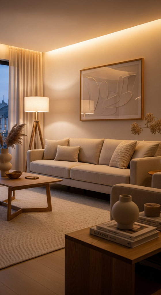 Warm Lighting For Neutral Interiors