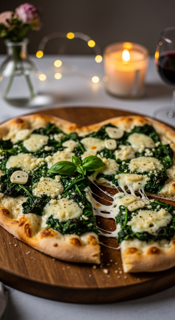 White Sauce Heart Pizza