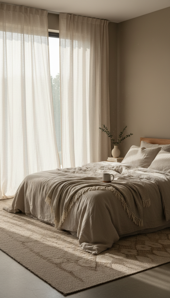 Airy Linen Curtains in a Bedroom Setting