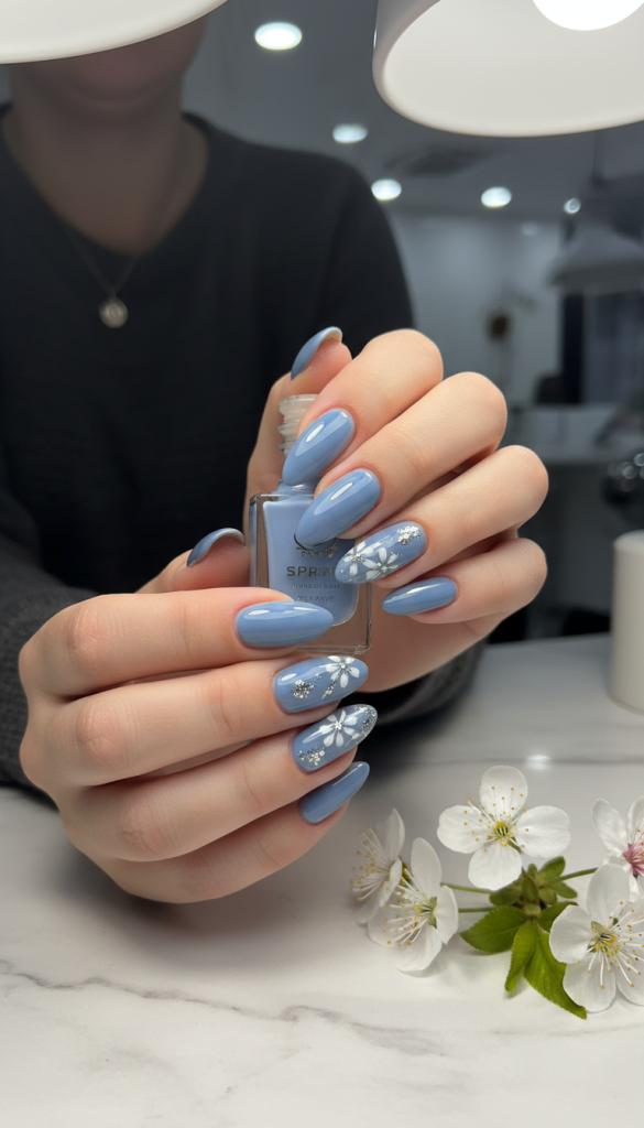 Baby Blue Gloss Nails