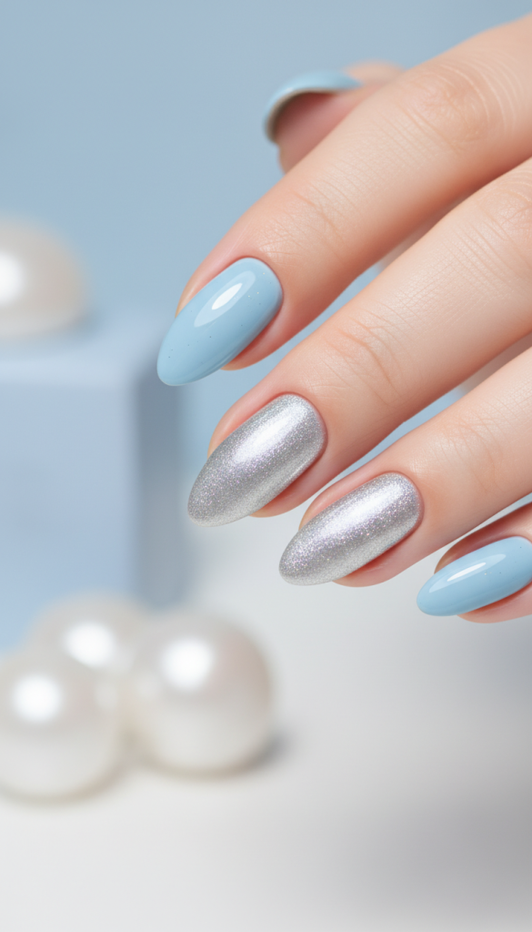 Baby Blue and Silver