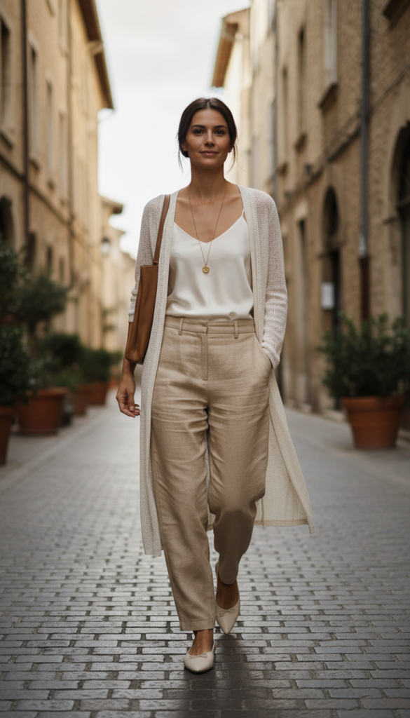 Ballet Flats with Soft Layered Neutrals