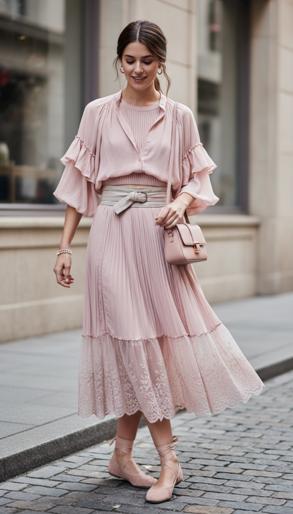 Ballet Pink Monochromatic Outfit