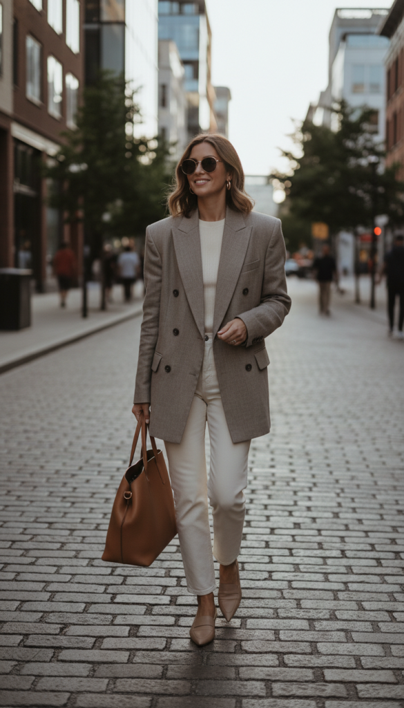 Blazer + Straight-Leg Jeans
