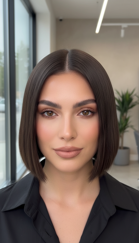 Blunt Bob with Middle Part