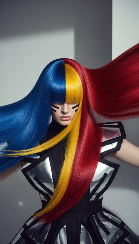 Bold Primary Color Block Hair