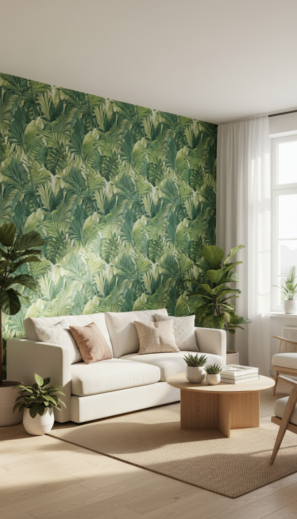 Botanical Green Print Wallpaper
